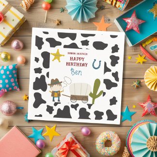 Süße Kuh Kuhfelldruck Cowboy Geburtstag Serviette