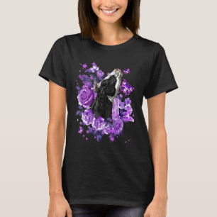 Süße Kuh Landwirtschaft Leben Lila Blumen Frau T-Shirt