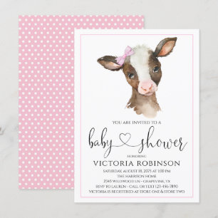 Süße Kuh Mädchen Farm Baby Shower Einladungen