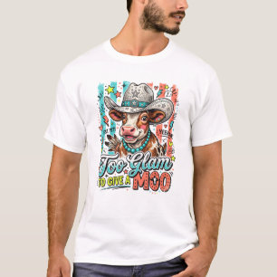 Süße Kuh mit Cowboyhut im Vintage-Stil T-Shirt