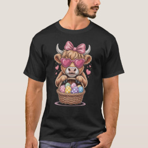 Süße Kuh mit Oster-Eier-Korb Herzbrille Frau T-Shirt