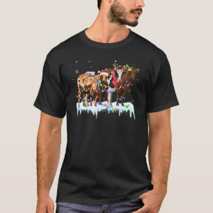 Süße Kuh Rentier Santa Hut Weihnachten Farmer Chri T-Shirt