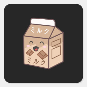 Süße Kuh Retro Japanische Schokoladenmilch Kühe Quadratischer Aufkleber