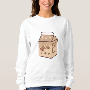 Süße Kuh Retro Japanische Schokoladenmilch Sweatshirt