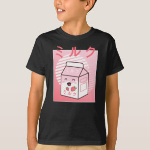 Süße Kuh Retro Japanischer Erdbeermilchshake T-Shirt