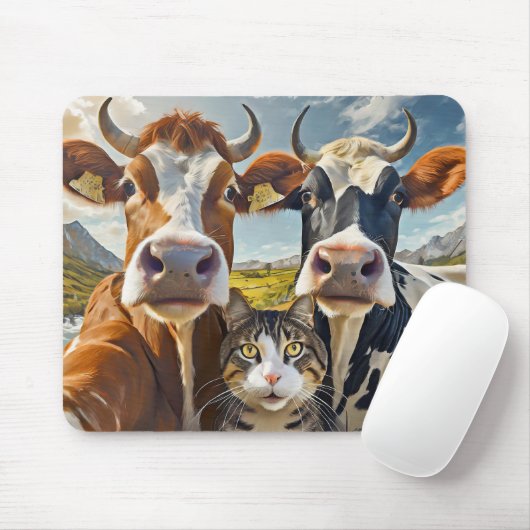 Süße Kühe und Katzen-Mauspad! Mousepad (Mit Mouse)