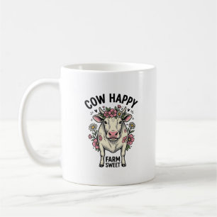 Süße Kuhliebhaber Vintage-Blumen-Farmtier-Kunst (3 Kaffeetasse