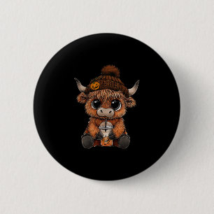 Süße Kuhmütze Kürbis Kaffee Trinker Halloween Button