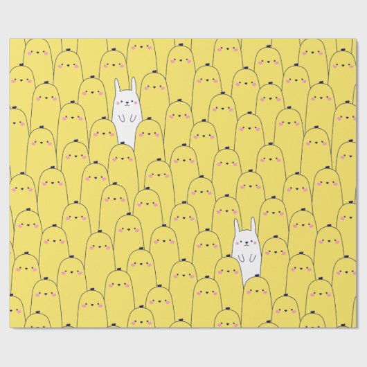Süße Küken Hasen Muster Frohe Ostern Geschenk Geschenkpapier (Flach)