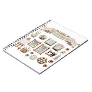Süße Kunst-, Handwerks- und Näh-Elemente Clipart - Notizblock