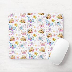 Süße Kunst mit Bienen, Libellen und Schmetterlinge Mousepad
