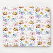 Süße Kunst mit Bienen, Libellen und Schmetterlinge Mousepad (Vorne)