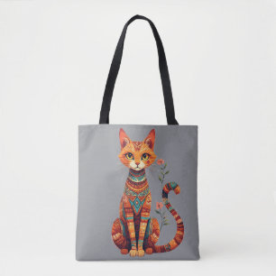 Süße künstlerische Katze mit floralem Zweig Tasche