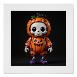 Süße Kunstspielzeug-Skelett-Halloween-Design Poster