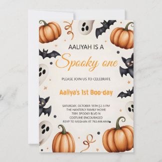 Süße Kürbis- und Geist-Halloween-Geburtstagseinlad Einladung