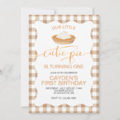 Süsse Kürbiskuchen Herbst kariert Erster Geburtsta Einladung (Vorderseite)