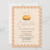 Süsse Kürbiskuchen Herbst kariert Erster Geburtsta Einladung (Vorderseite)