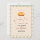 Süsse Kürbiskuchen Herbst kariert Erster Geburtsta Einladung (Vorderseite)