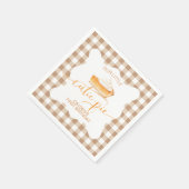 Süsse Kürbiskuchen Herbst kariert Erster Geburtsta Serviette (Ecke)