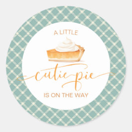 Süsse Kürbiskuchen Herbst karierte Babydusche Runder Aufkleber