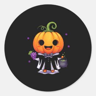 Süße Kürbiskürbis-Hexen-Halloween-Süßigkeiten oder Runder Aufkleber