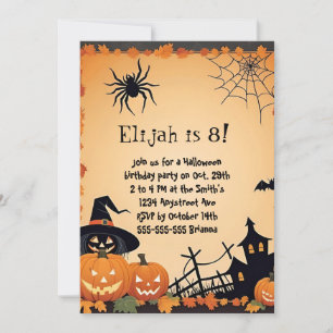 Süße Kürbisse und Spinne Kind Halloween Geburtstag Einladung