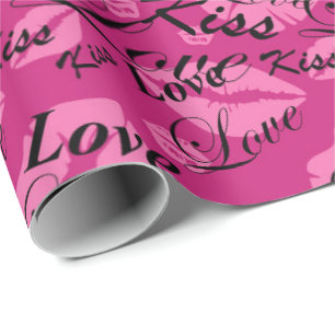 Süße Kuss-Liebe-Wort-Kunst gekacheltes Muster Geschenkpapier