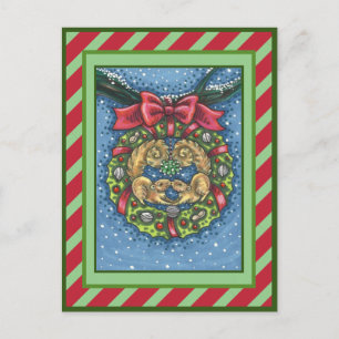 SÜSSE KÜSSENDE EICHHÖRNER UNTER DER MISTEL, NUSSKR FEIERTAGSPOSTKARTE