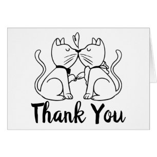 Süße küssende Katzen Schwarz-Weiß Hochzeit Danke