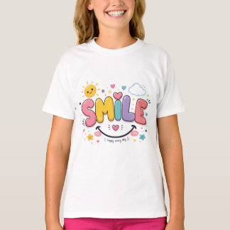 Süße Lächeln-Typografie-Kunst - Glücklich jeden Ta T-Shirt