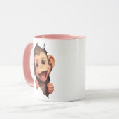 Süße lächelnde Affe-Kaffeetasse – Liebenswerte Tie Tasse (Vorderseite Links)