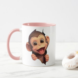 Süße lächelnde Affe-Kaffeetasse – Liebenswerte Tie Tasse