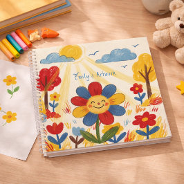 Süße lächelnde Blumen-Kinder-Skizzenbuch Notizblock