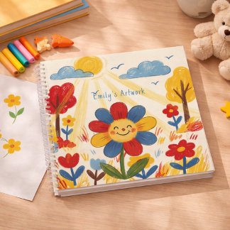Süße lächelnde Blumen-Kinder-Skizzenbuch Notizblock
