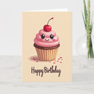 Süße lächelnde Cupcake-Karte Karte