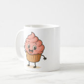 Süße lächelnde Cupcake-Tasse Kaffeetasse (Vorderseite Links)
