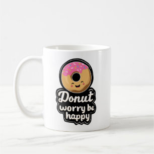 Süße lächelnde Donut-Illustration – „Donut Worry B Kaffeetasse