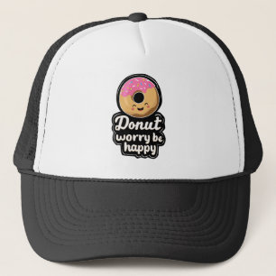 Süße lächelnde Donut-Illustration – „Donut Worry B Truckerkappe