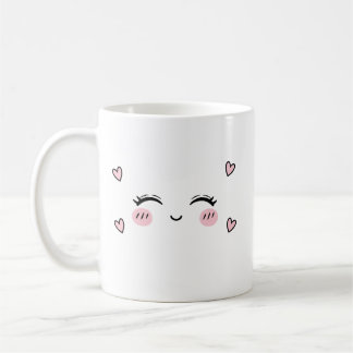 Süße lächelnde Gesichts-Tasse Weiches Herz Ästhet Kaffeetasse
