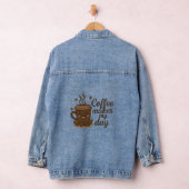 Süße lächelnde Kaffee-Kunst-Denimjacke Jeansjacke (Hangar)