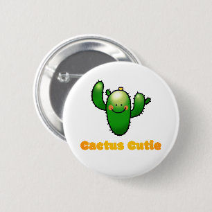 Süße lächelnde Kaktus-Illustration Button