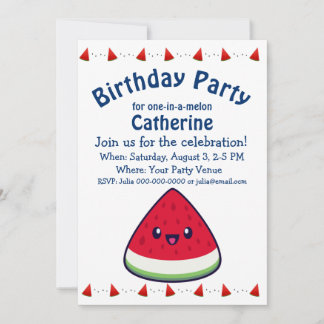 Süße lächelnde Kawaii Wassermelone Geburtstag Einladung