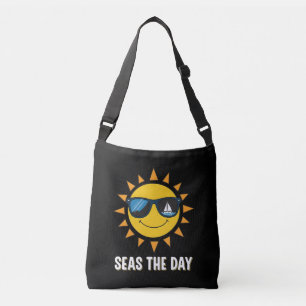 Süße lächelnde Sonne Sonnenbrille Ergreift Den Tag Tragetaschen Mit Langen Trägern