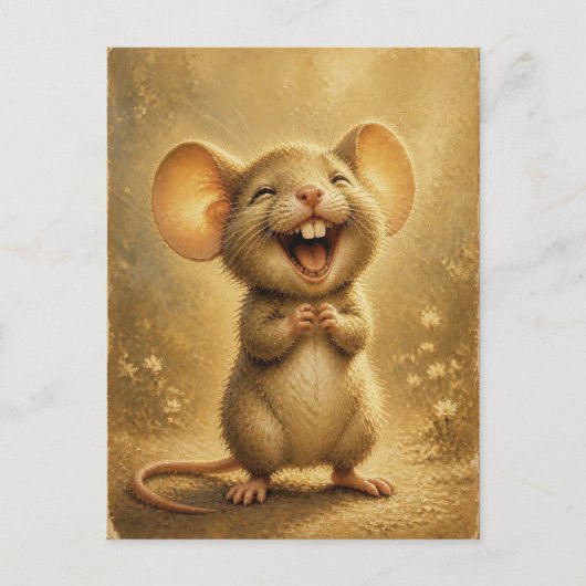 Süße Lachmaus Fine Art Postkarte (Vorderseite)
