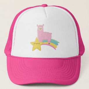 Süße Lama auf Regenbogen Trucker Hut Truckerkappe
