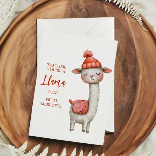 Süße Lama-Lehrerin Dankeschön Valentinstag Feiertagskarte