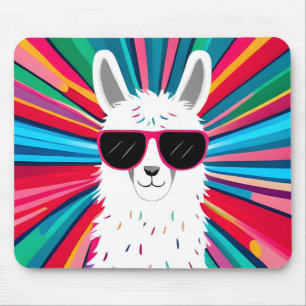 Süße Lama mit cooler Sonnenbrille Mousepad