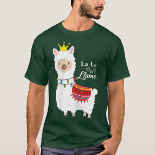 Süße Lama mit einer Krone und Lichterketten ist ei T-Shirt