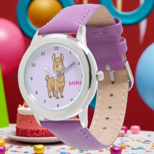 Süße Lama-Tier-Alpaka-Mädchen-Kinder Armbanduhr