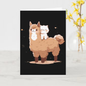 Süße Lama und Katze  Karte (Gelbe Blume)